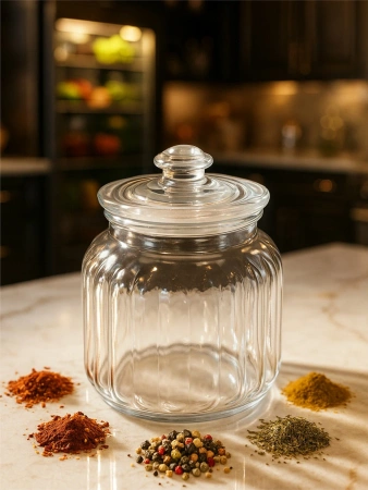96374 Банка с крышкой, прозрачное стекло, 900 мл