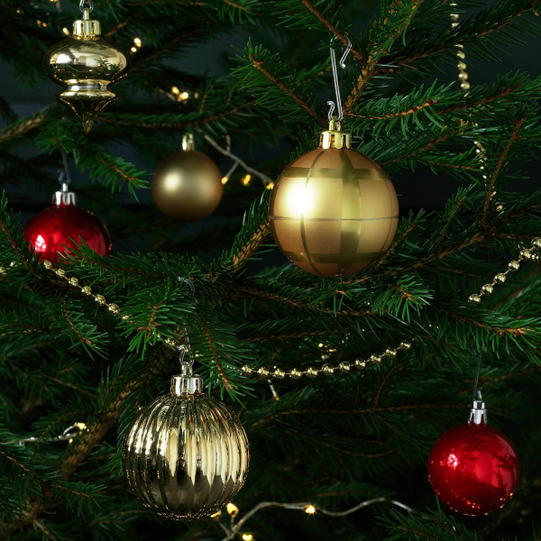 30498965 Набор елочных шаров, 32 шт., красный/золотой
