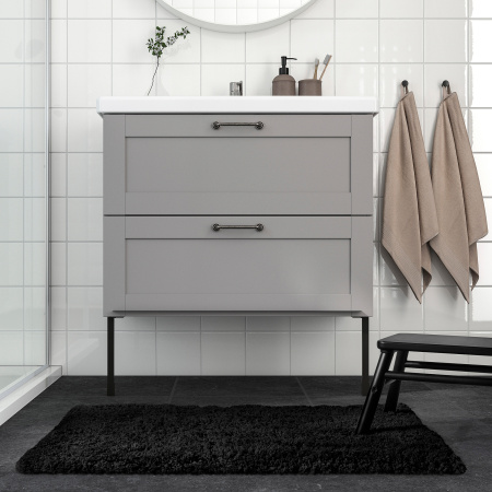 60489422 Коврик для ванной, темно-серый, 60x90 см