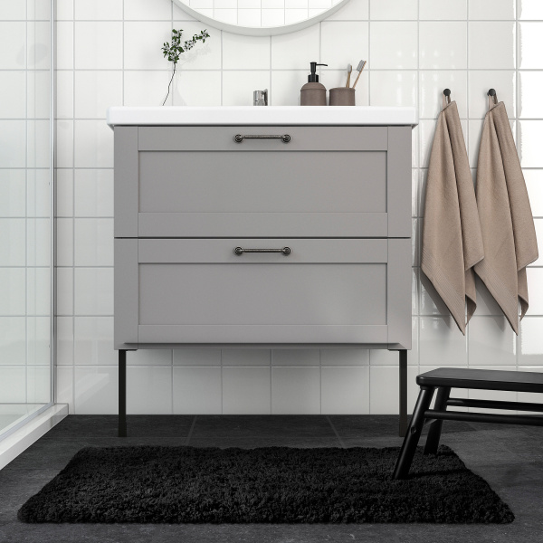 60489422 Коврик для ванной, темно-серый, 60x90 см