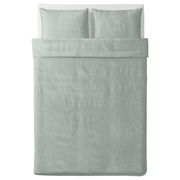 20423188 Пододеяльник и 2 наволочки, зеленый/полоска, 200x200/50x60 см