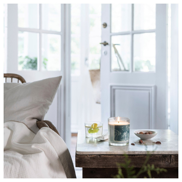 00552416 Свеча ароматическая в стакане, бергамот и кедр/бледно-зеленый, 45 ч