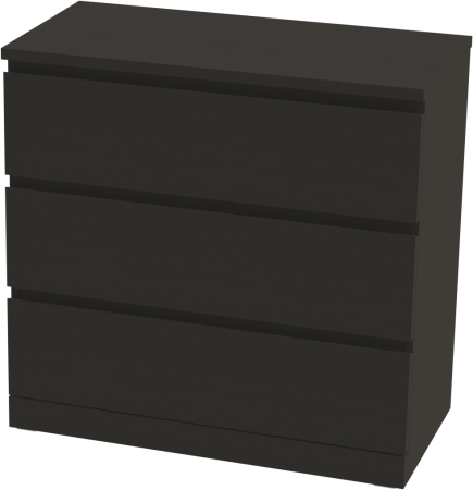 00210 Комод, 3 ящика, шпон ясень черный, 80x77x40 см