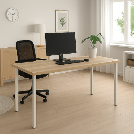 00913 Стол письменный, дуб беленый/белый, 2/ТТ, 140x75x55 см