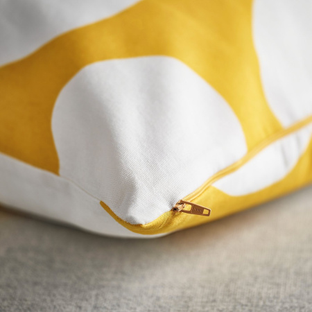 00599635 Чехол на подушку, белый/желтый/ узор круги, 50x50 см