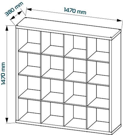 00685 Стеллаж, 147х147х38 см, дуб беленый