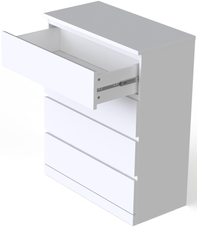 00234 Комод, 4 ящика, белый, 80x100x40 см