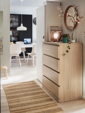 00258 Комод, 4 ящика, шпон дуб беленый, 80x100x40 см