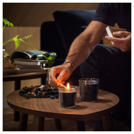 90555830 Ароматическая свеча в стакане, Ветивер и герань/черный и бирюзовый, 40 часов