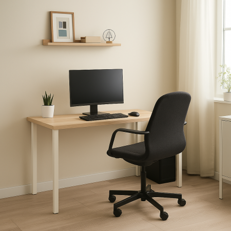 00890 Стол письменный, дуб беленый/белый, 1/ТТ, 120x75x55 см