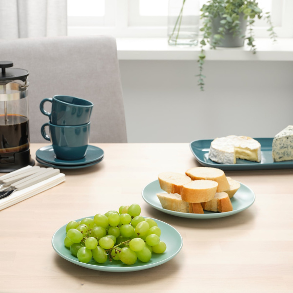 90477168 Тарелка десертная, матовая поверхность светлая бирюза, 20 см, 4 шт.