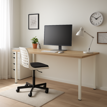 00913 Стол письменный, дуб беленый/белый, 2/ТТ, 140x75x55 см