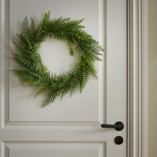80497572 Искусственный венок, д/дома/улицы/папоротник зеленый, 45 см