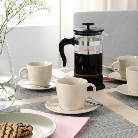 50479433 Чашка с блюдцем, глянец бежевый, 25 сл, 4 пары