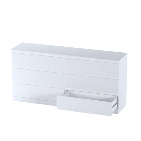00296 Комод / тумба, 6 ящиков, белый, 160x77x40 см
