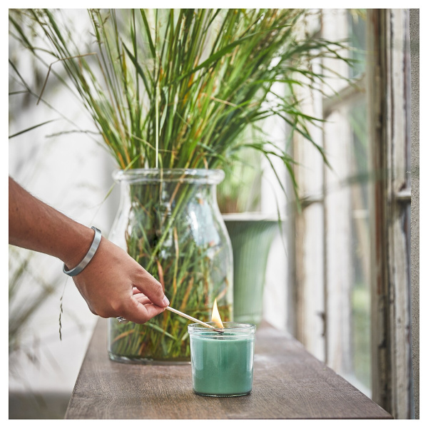 60502386 Ароматическая свеча в стакане, Свежая трава/светло-зеленый, 40 ч