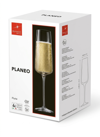 365752-4 Набор бокалов для шампанского, прозрачное стекло, 262 мл, 4 шт