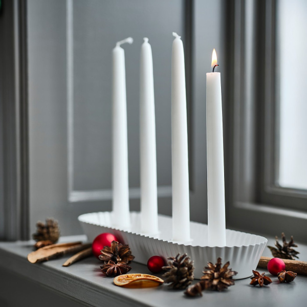 00599517 Неароматическая свеча конусная, белый, 25 см, 8 шт.