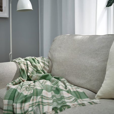 00598669 Плед, зеленый/кремовый, 130x170 см