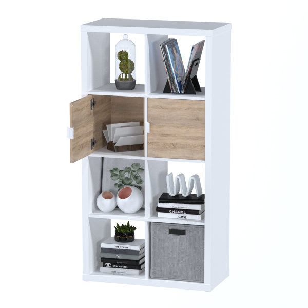 01866 Модуль с дверцей для стеллажа, 33x33x37, дуб беленый