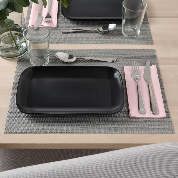 20483790 Тарелка, матовая поверхность темно-серый, 30х18 см, 4 шт