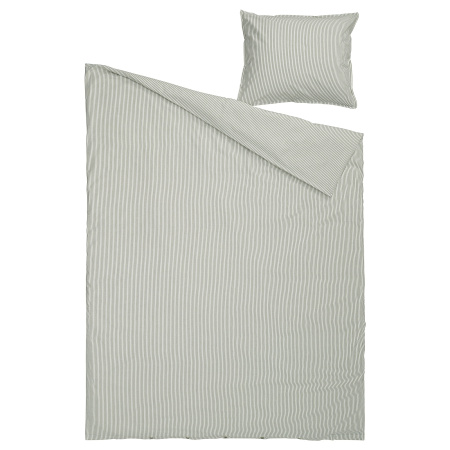 40611287 Пододеяльник и наволочка, бело-зеленый/полоска, 150x200 / 50x60 см