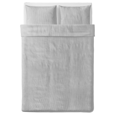 70423242 Пододеяльник и 2 наволочки, серый/полоска, 200x200/50x60 см