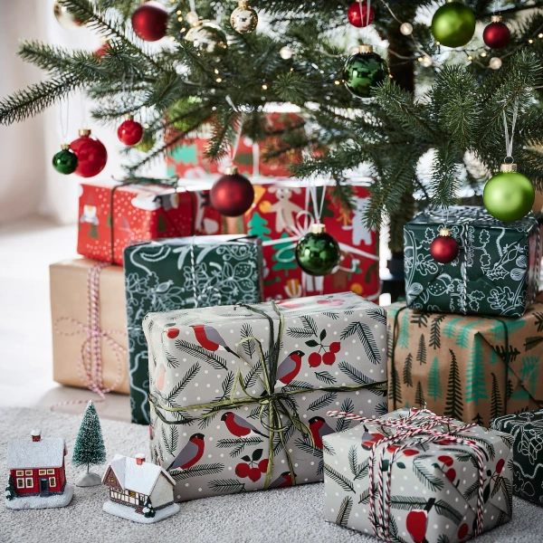 00499283 Рулон оберточной бумаги, орнамент «птица» серый, 3x0.7 м