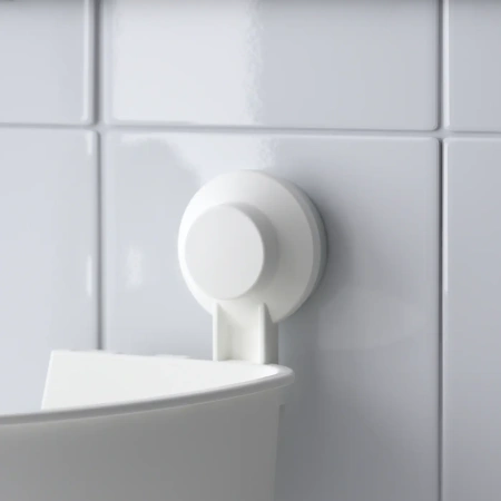 20400304 Угловая полка на присосках, белый