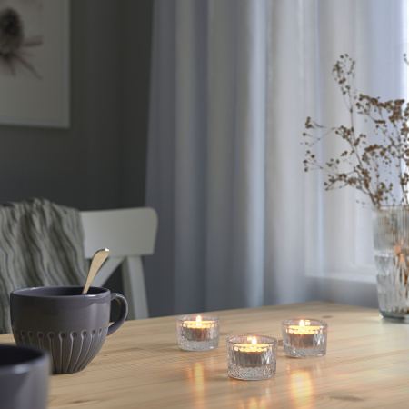 30542181 Подсвечник, прозрачное стекло/узор, 4 см, 3 шт