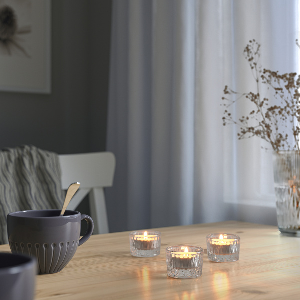 30542181 Подсвечник, прозрачное стекло/узор, 4 см, 3 шт