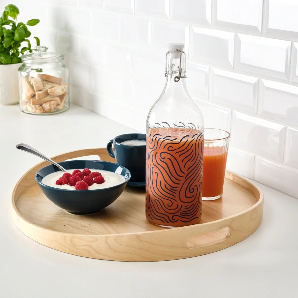 20515418 Бутылка с пробкой, с рисунком/синий, 1 л