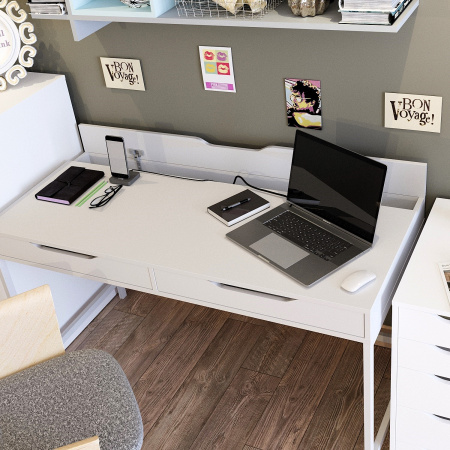 01439 Стол письменный, белый, 132x58x76 см