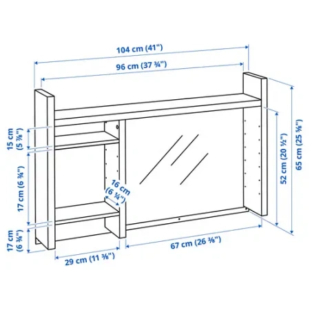 02399 Надстройка для стола письменного, белый, 105х65х17 см