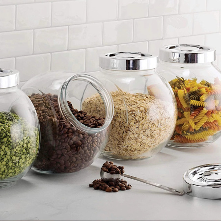 387770 Банка с крышкой, стекло/цвет алюминия, 2.23 л