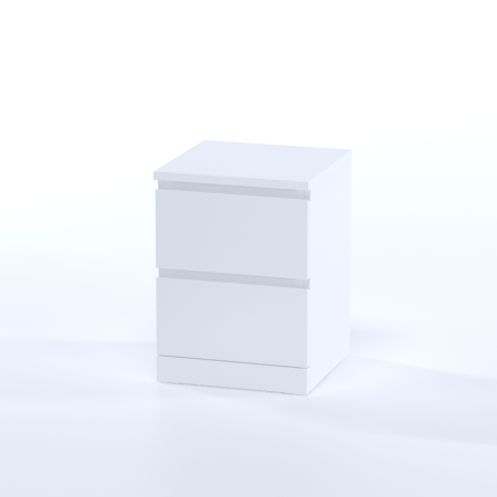 00173 Комод / тумба прикроватная, 2 ящика, белый, 40x54x40 см