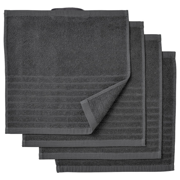 40353622 Полотенце для лица, темно-серый, 30x30 см, 4 шт.