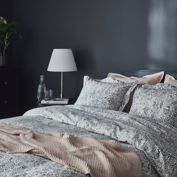 10493313 Пододеяльник и наволочка, белый/серый, 150x200/50x60 см