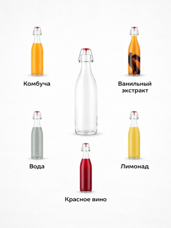 666261 Бутылка с бугельным замком, прозрачное стекло, 0,5 л