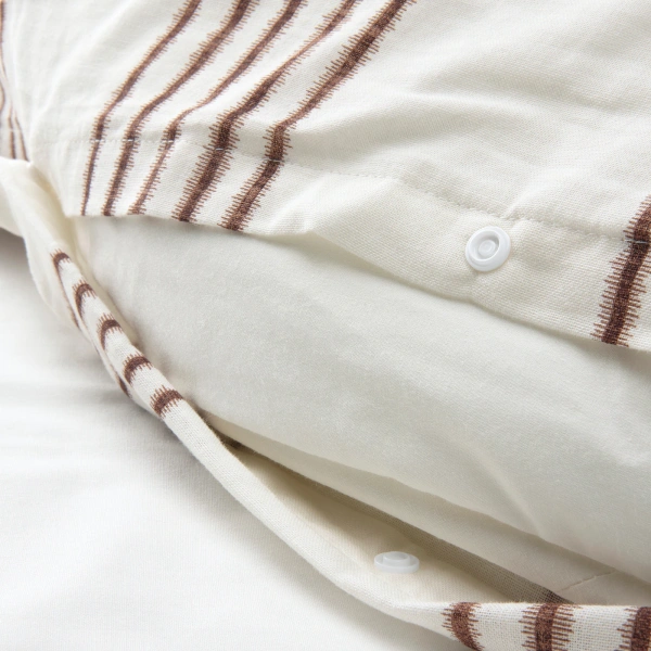 40492996 Пододеяльник и наволочка, белый/коричневый, 150x200/50x70 см