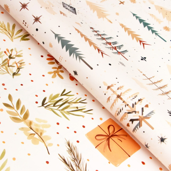 10549236 Бумага упаковочная "Подарок", глянец, двусторонняя, 1 лист, 80 г/м2 , 70 х 100 см