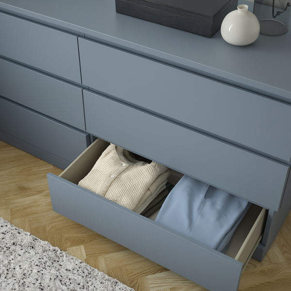 01088 Комод / тумба, 6 ящиков, серый, 160x77x40 см