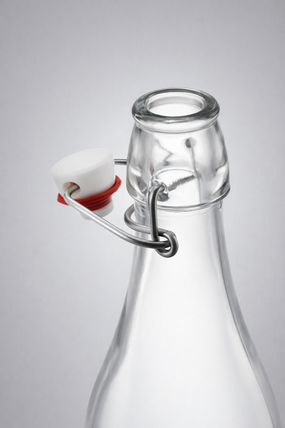 666260 Бутылка с бугельным замком, прозрачное стекло, 1 л