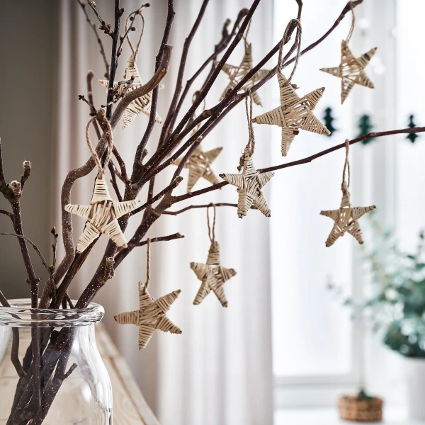 50504140 Украшение подвесное, ручная работа в форме звезды/естественный, 10 шт