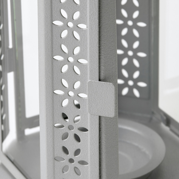 10578369 Фонарь для греющей свечи, д/дома/улицы серебристый, 22 см