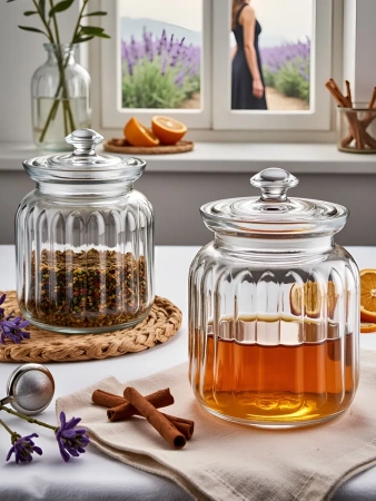 96374 Банка с крышкой, прозрачное стекло, 900 мл