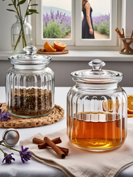 96374 Банка с крышкой, прозрачное стекло, 900 мл