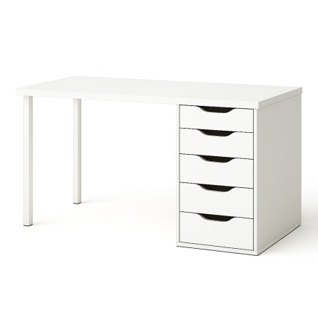 00456 Стол письменный, белый, 2/5T, 140x75x55 см