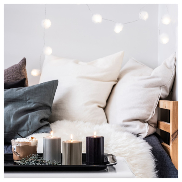 30533619 Формовая свеча, ароматическая, кедр и ваниль/зеленый/антрацитово-серый, 30 часов, 3 шт