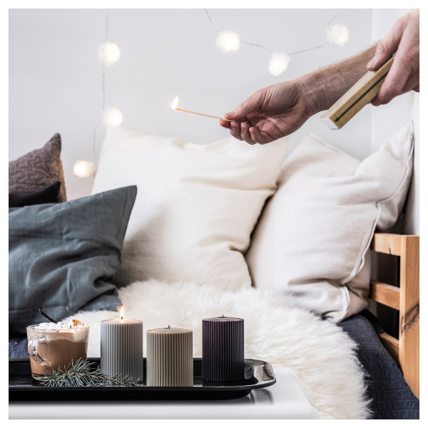 30533619 Формовая свеча, ароматическая, кедр и ваниль/зеленый/антрацитово-серый, 30 часов, 3 шт